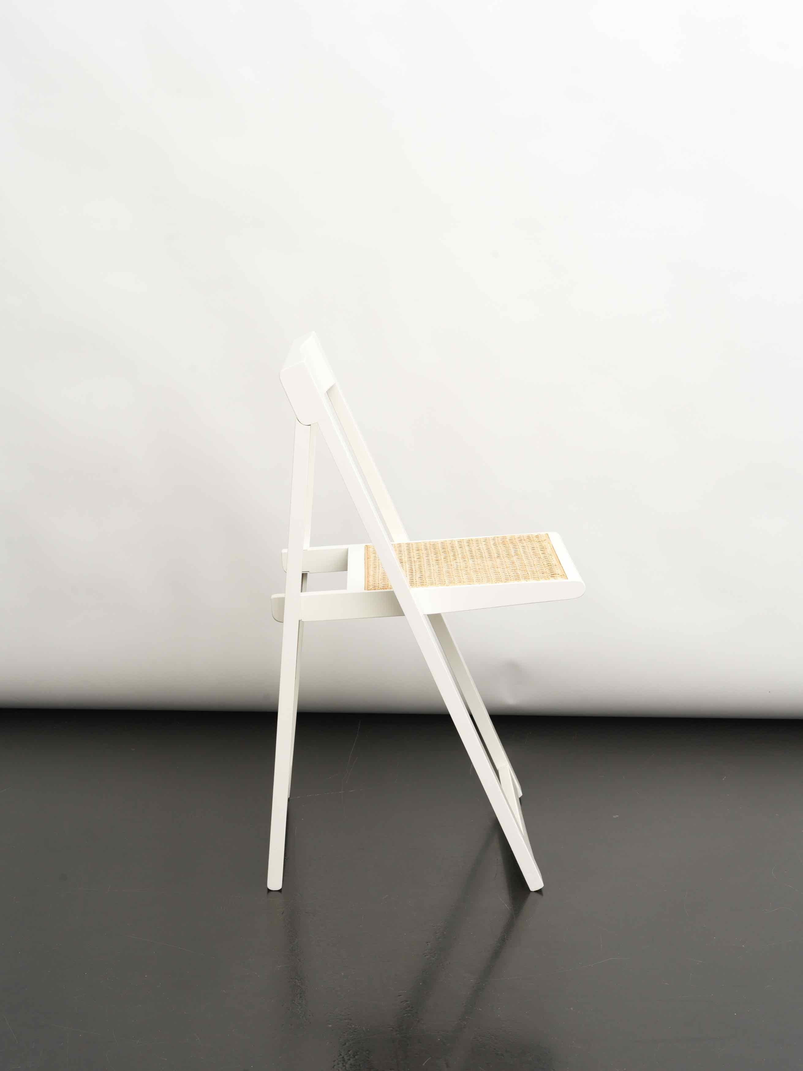 Minimalist 'Trieste' folding rattan chair in the style of Aldo Jacober, 1970s For Sale