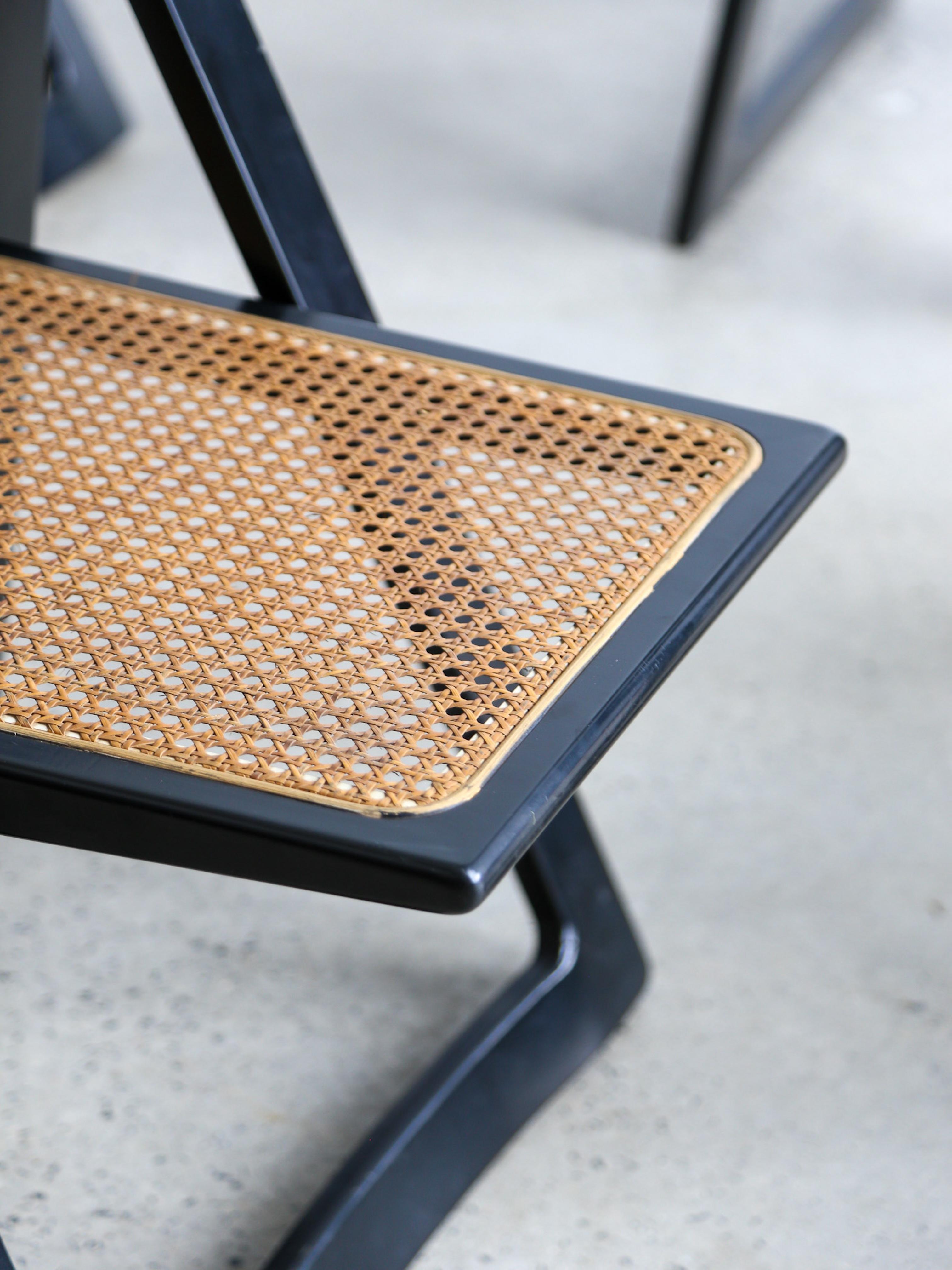 Trieste Set of Four Black Lacquered Folding Chairs by Jacob & D'aniello for Bazz For Sale 6