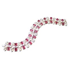 TRIFARI 1940s Ruby Crystal Link Costume Bracelet Designed by Philippe