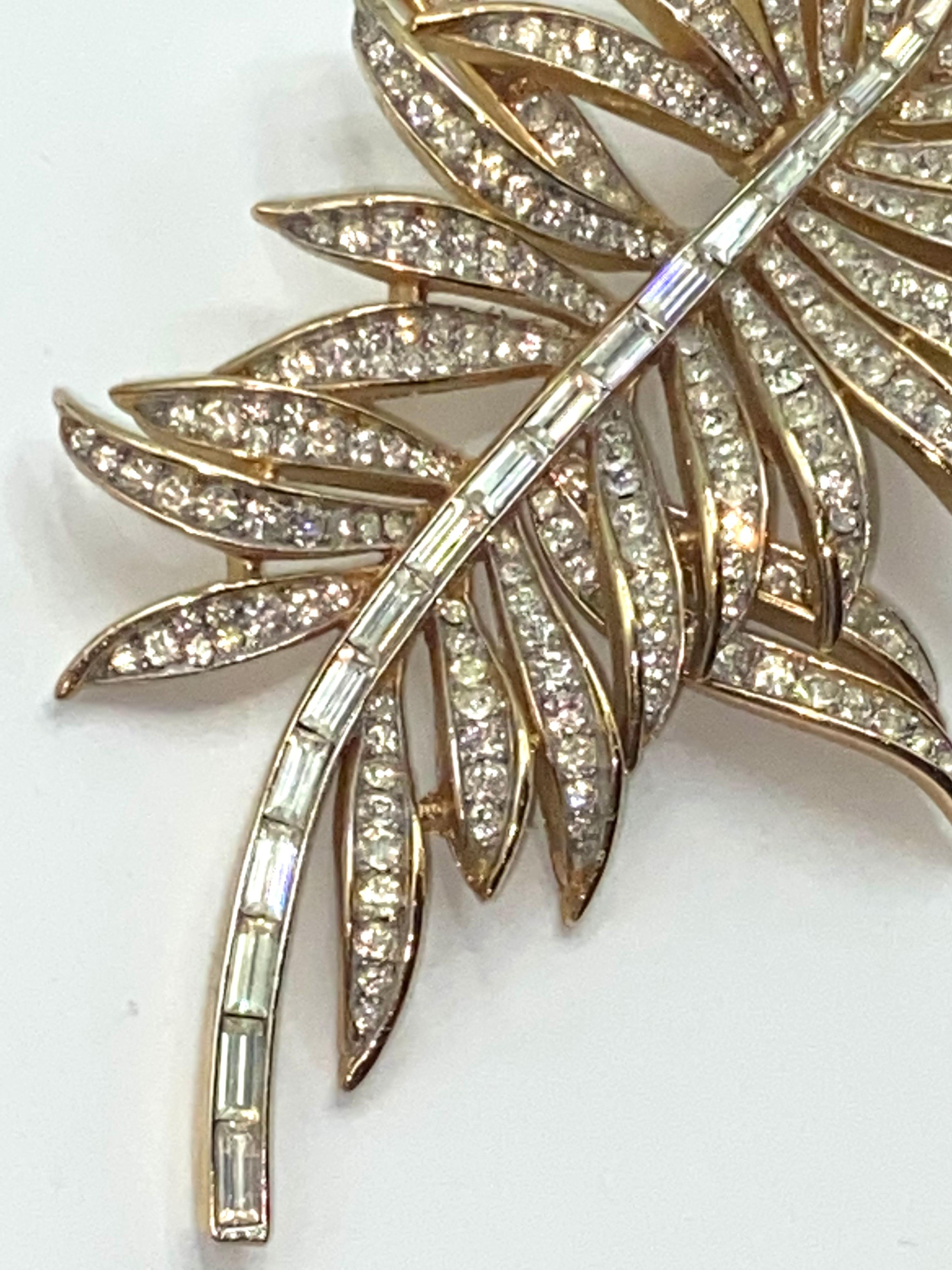 Trifari 1950s Multi Leaf Branch Pin and Earrings Set 1