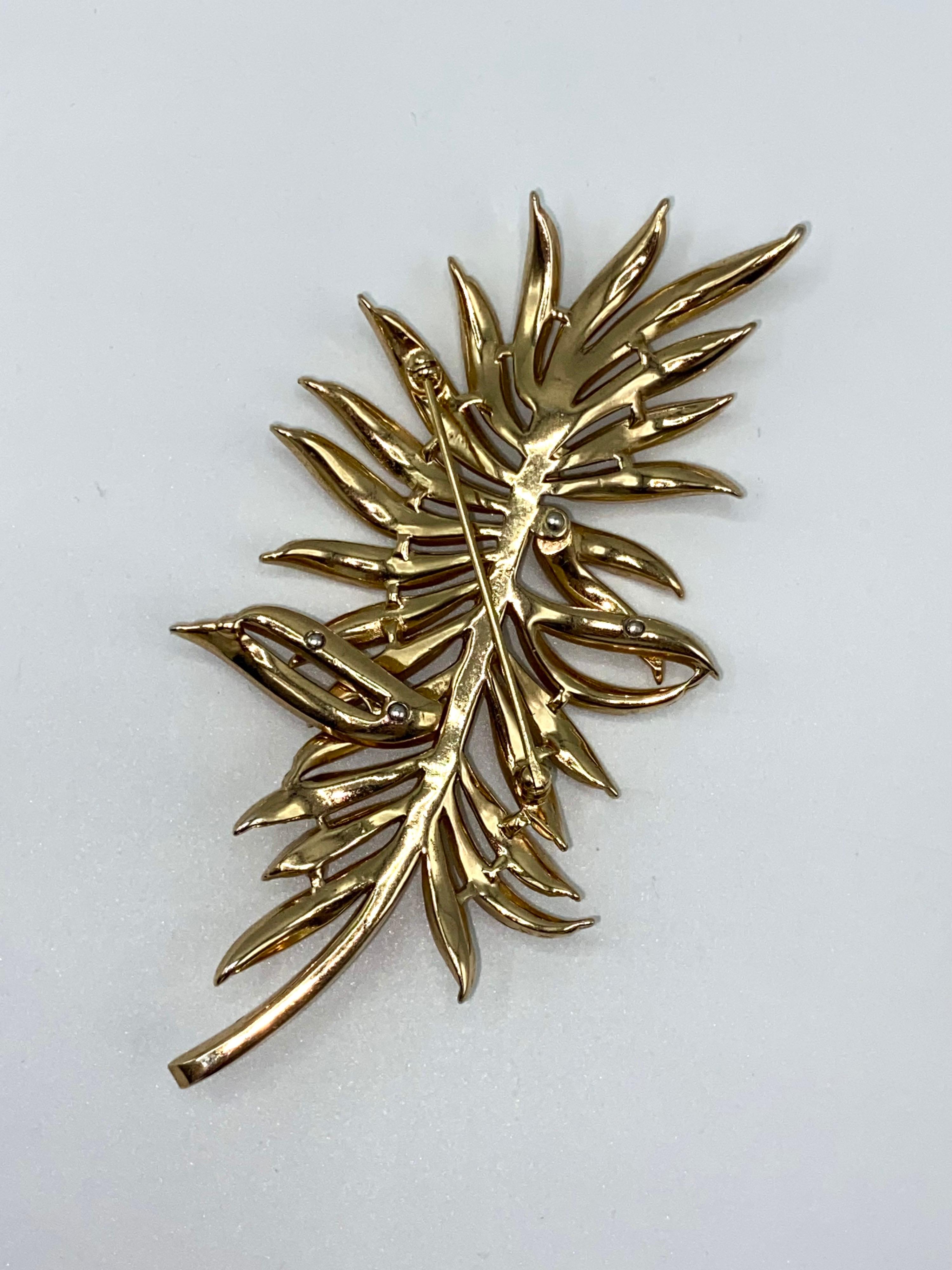 Trifari 1950s Multi Leaf Branch Pin and Earrings Set 2