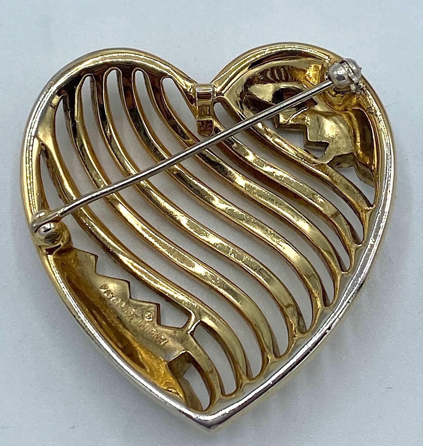 Women's Trifari 1953 Gold Heart Brooch & Pendant