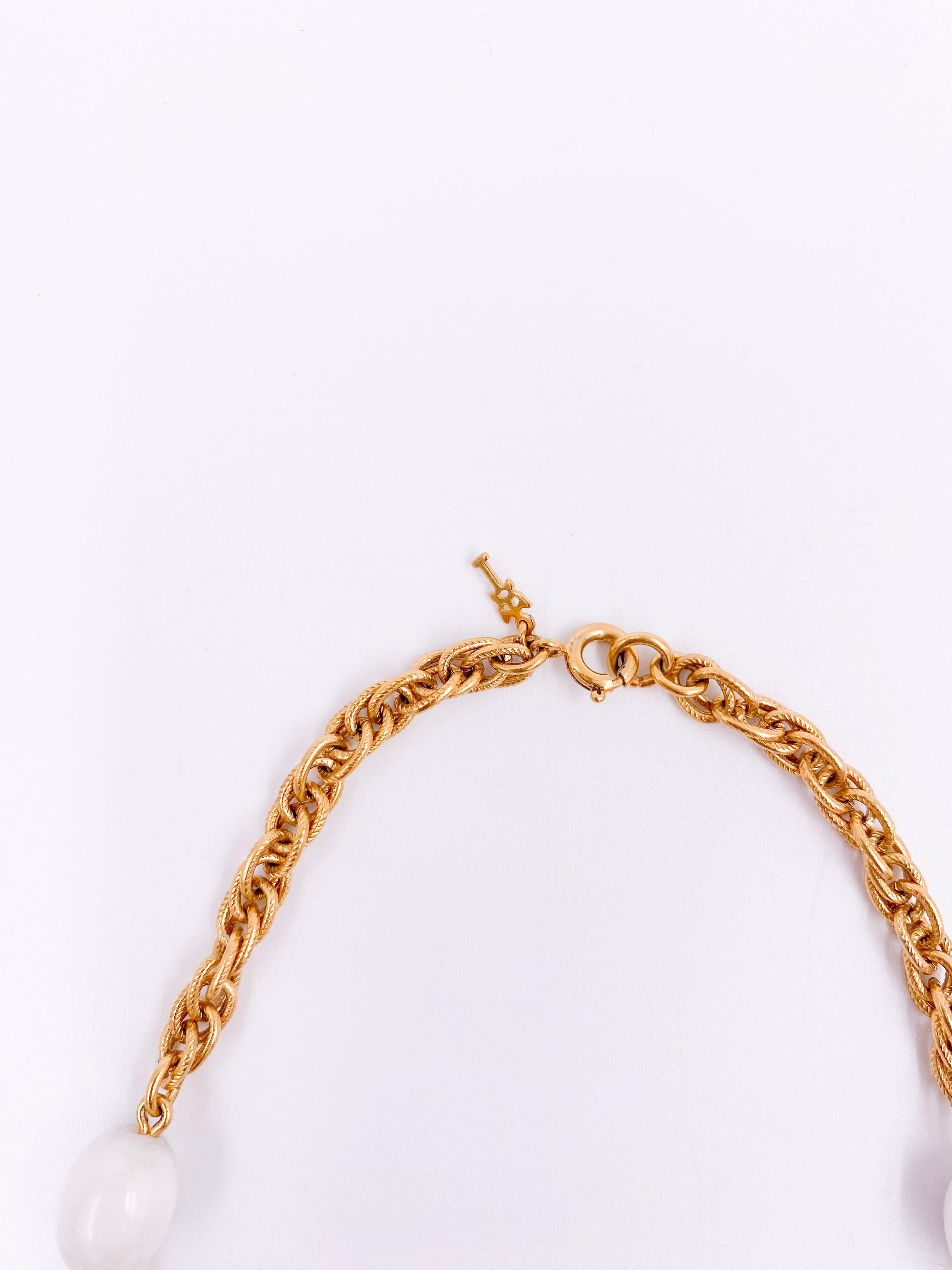 Women's Trifari 1960s White Ball/ Gold Tassel Crown Necklace For Sale