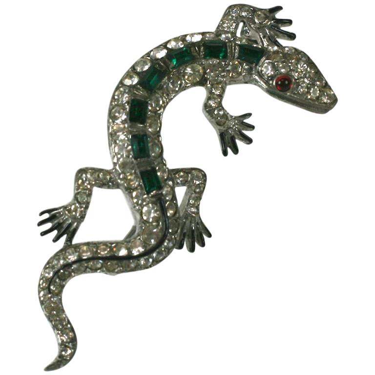 Trifari Alfred Philippe Art Deco Lizard Brooch For Sale