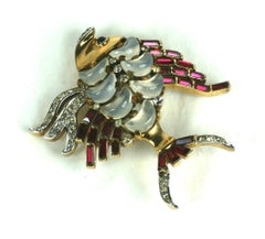 Trifari Alfred Philippe Demi Lune Moonstone Fish Brooch