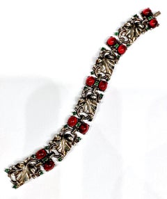 Trifari, Alfred Philippe Des. Sterling Silver & Cabochon Bracelet, Vogue 1945
