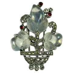 Trifari Alfred Philippe for Trifari Moonstone Fruit Salad Flower Vase Clip