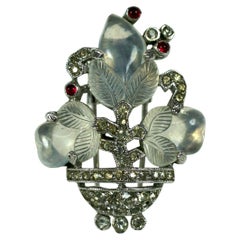 Trifari Alfred Philippe for Trifari Moonstone Fruit Salad Flower Vase Clip 