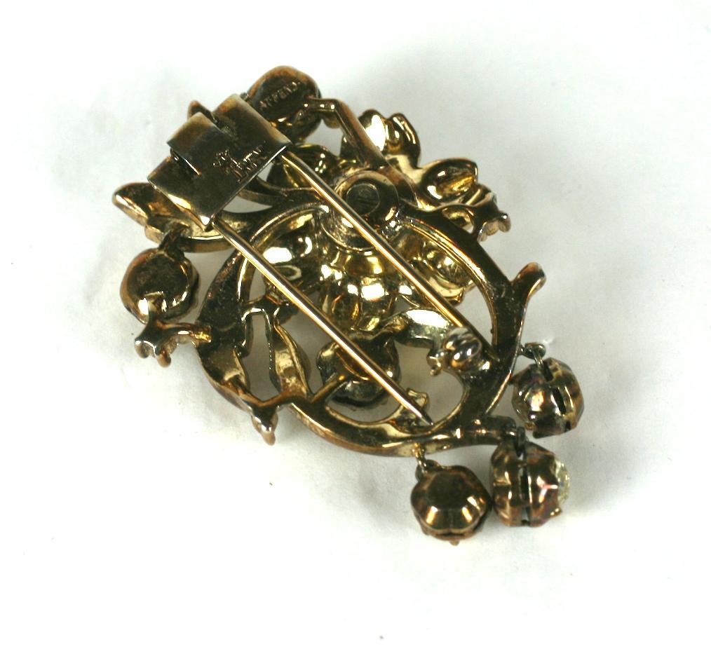 Trifari Alfred Philippe  Regence Georgian Style Flower Clip  Brooch In Excellent Condition For Sale In New York, NY