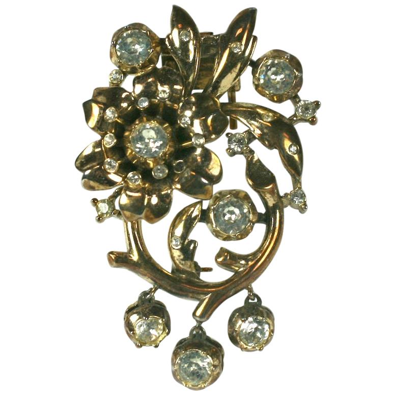 Trifari Alfred Philippe  Regence Georgian Style Flower Clip  Brooch For Sale