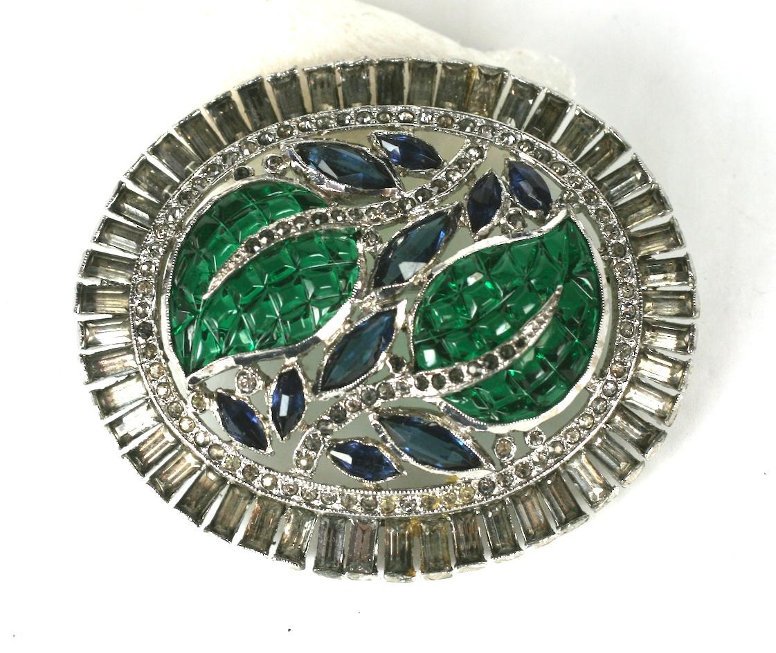 Baguette Cut Trifari Alfred Philippe Invisibly Set Oval Brooch