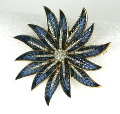Trifari Alfred Philippe Invisibly Set Sapphire Flower Brooch