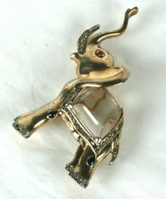 Trifari Alfred Philippe Jelly Belly Trumpeting Elephant Brooch