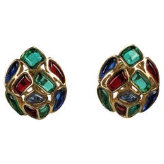 Trifari Alfred Philippe "Modern Mosaics" Tricolor Earrings