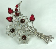 Trifari Alfred Philippe Moonstone and Ruby Fruit Salad Giant Bouquet Brooch