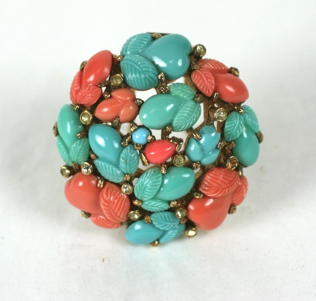 Art Deco Trifari Alfred Philippe Tricolour Fruit Salad Brooch For Sale