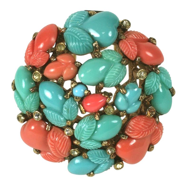 Trifari Alfred Philippe Tricolour Fruit Salad Brooch For Sale