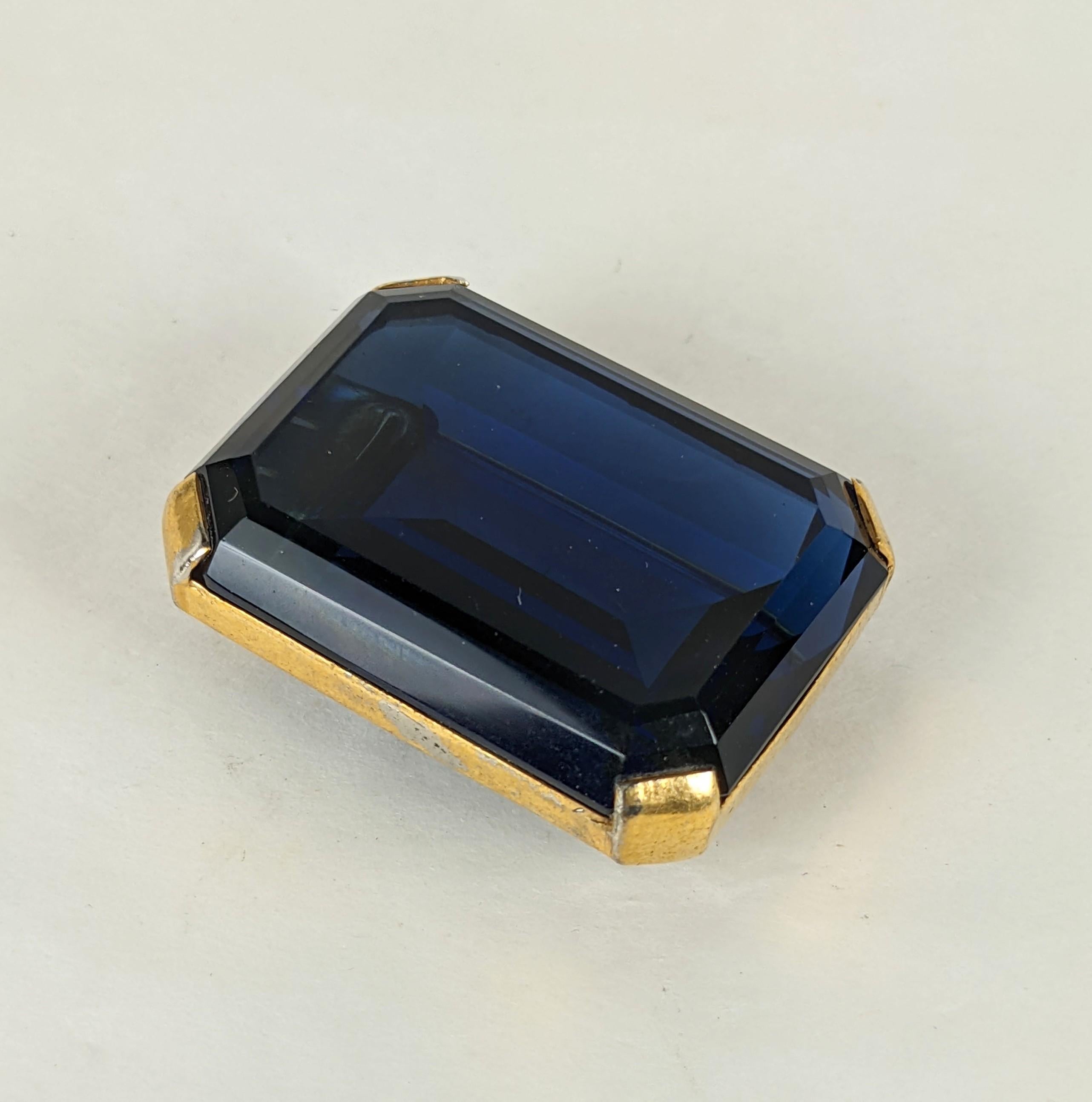 Art Deco Trifari Alfred Phillipe Large Sapphire Clip For Sale