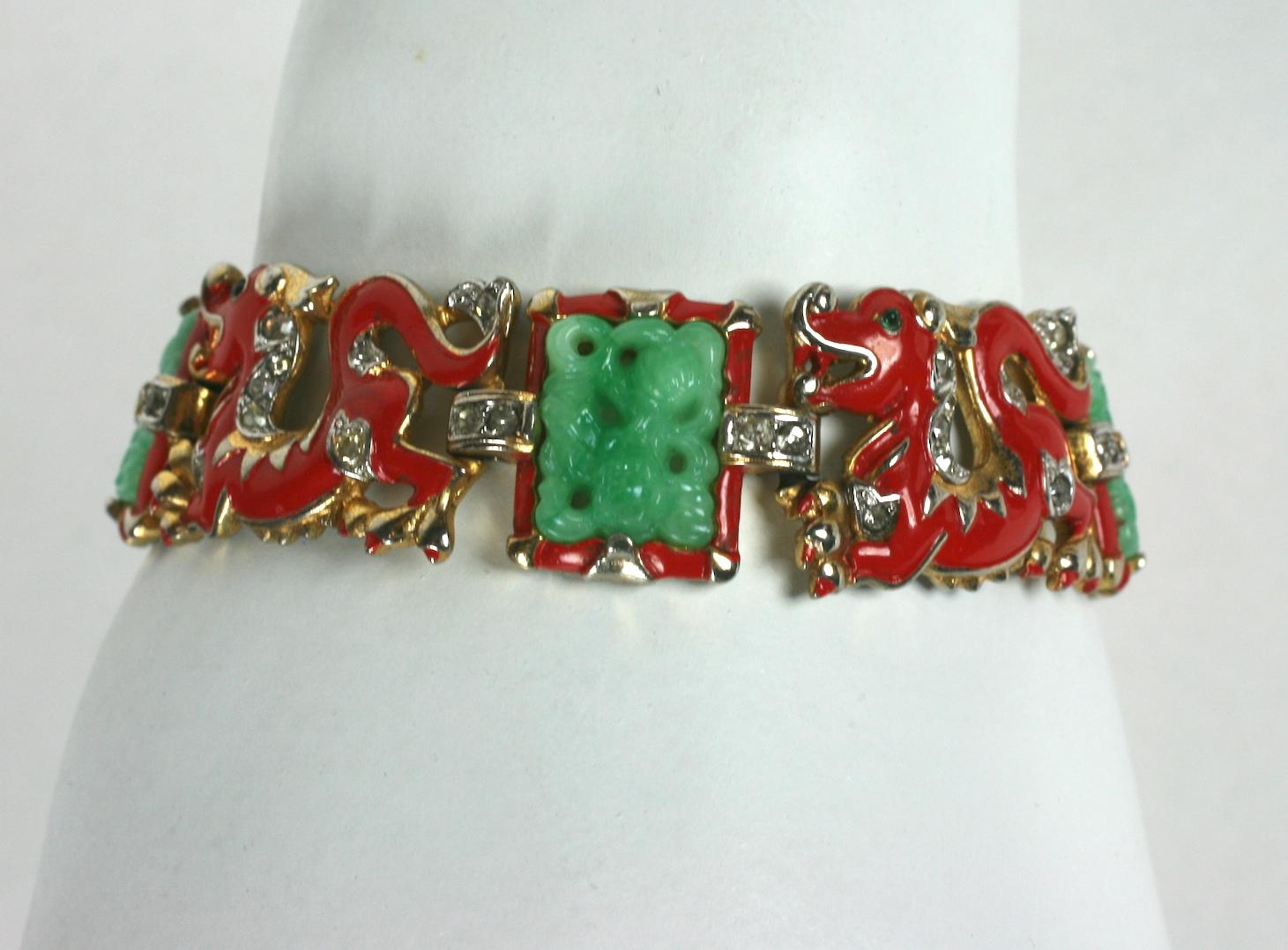 Art Deco Trifari Alfred Phillipe Ming Dragon Bracelet For Sale
