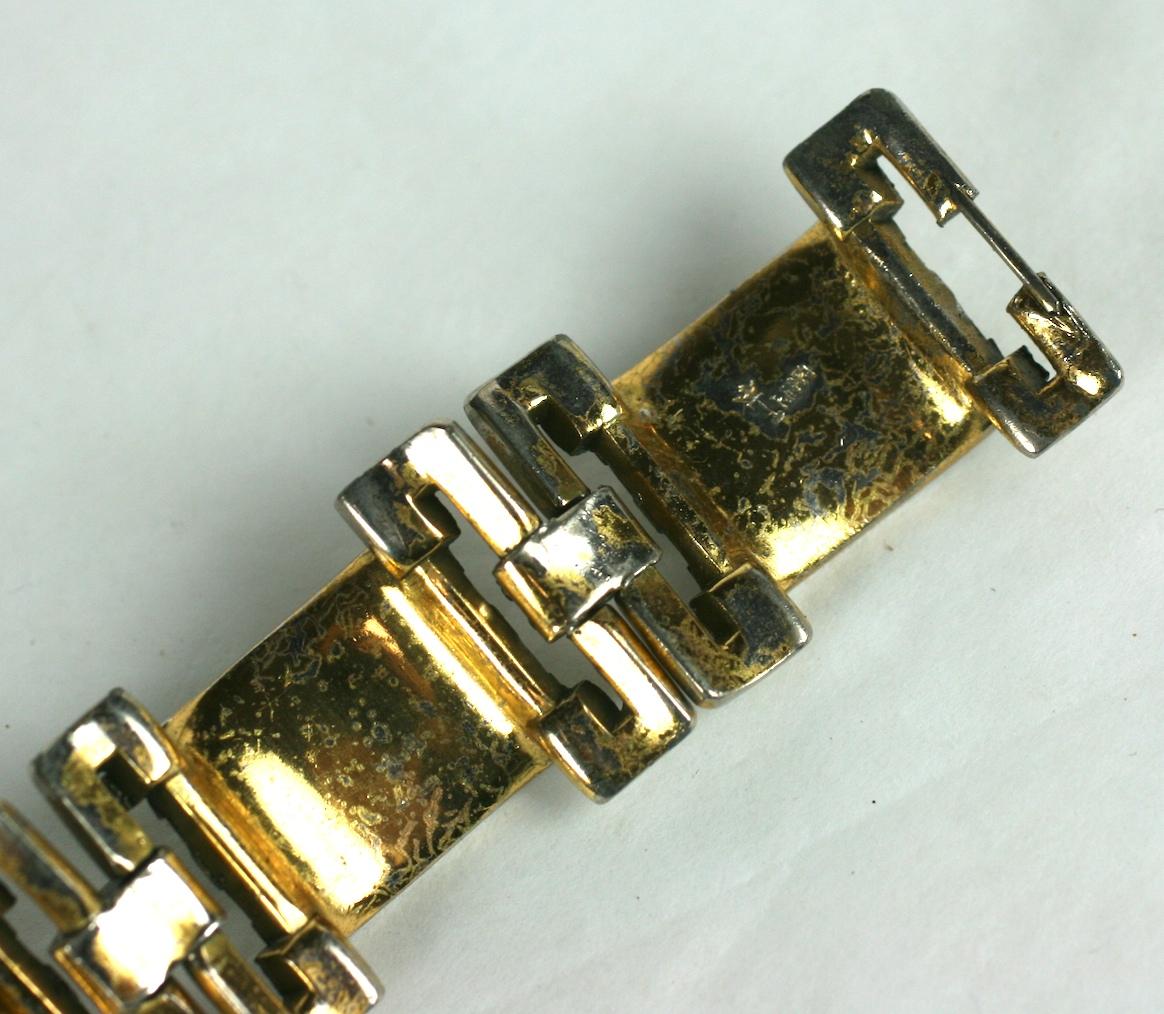 Trifari Alfred Phillippe Retro Basket Weave Link Bracelet In Excellent Condition For Sale In New York, NY