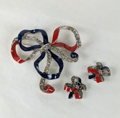 Trifari Art Deco Enamel Bow Set, Alfred Phillipe