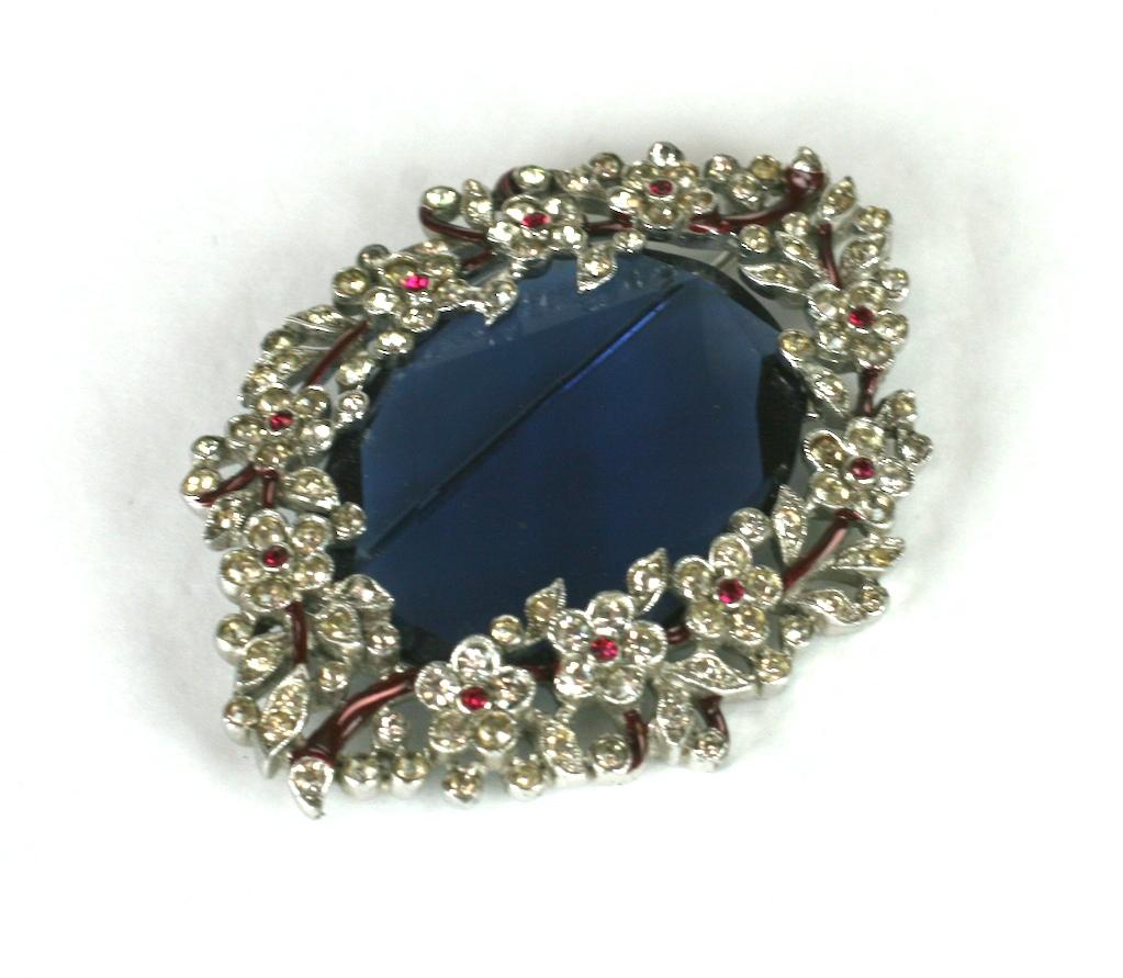 Trifari Art Deco Enamel Pave Brooch In Excellent Condition In New York, NY