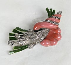 Trifari Art Deco Enamel Shell Brooch, Alfred Phillipe
