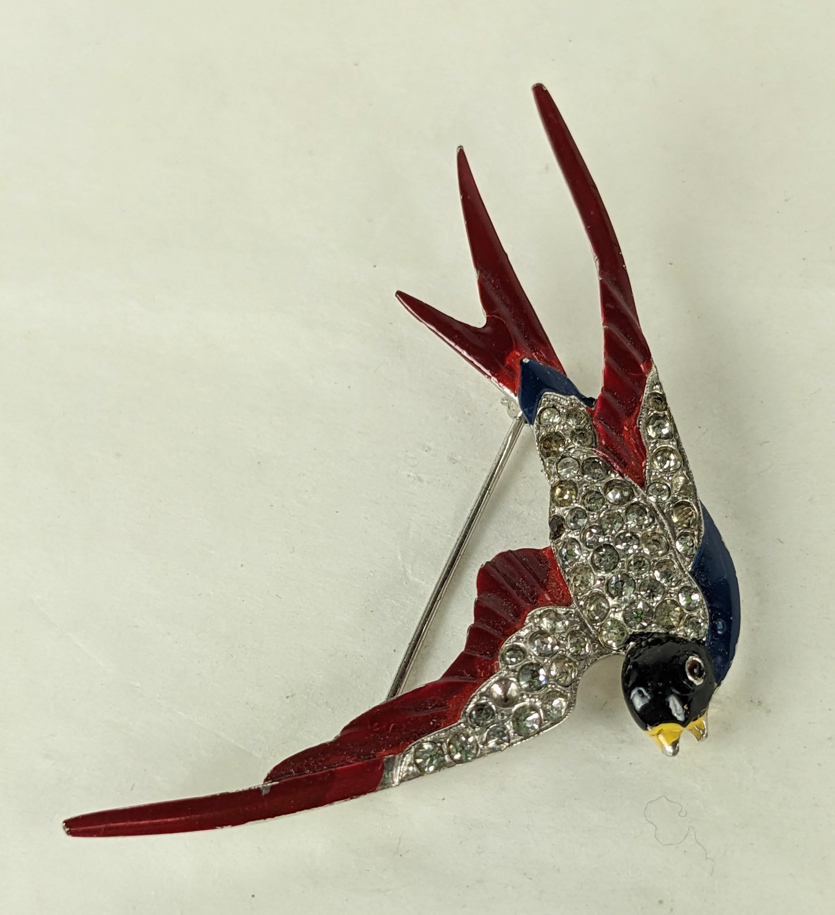 Trifari Art Deco Enamel Sparrow, Alfred Phillipe For Sale 1