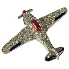 Trifari Art Deco Pave and Enamel Plane, Alfred Phillipe