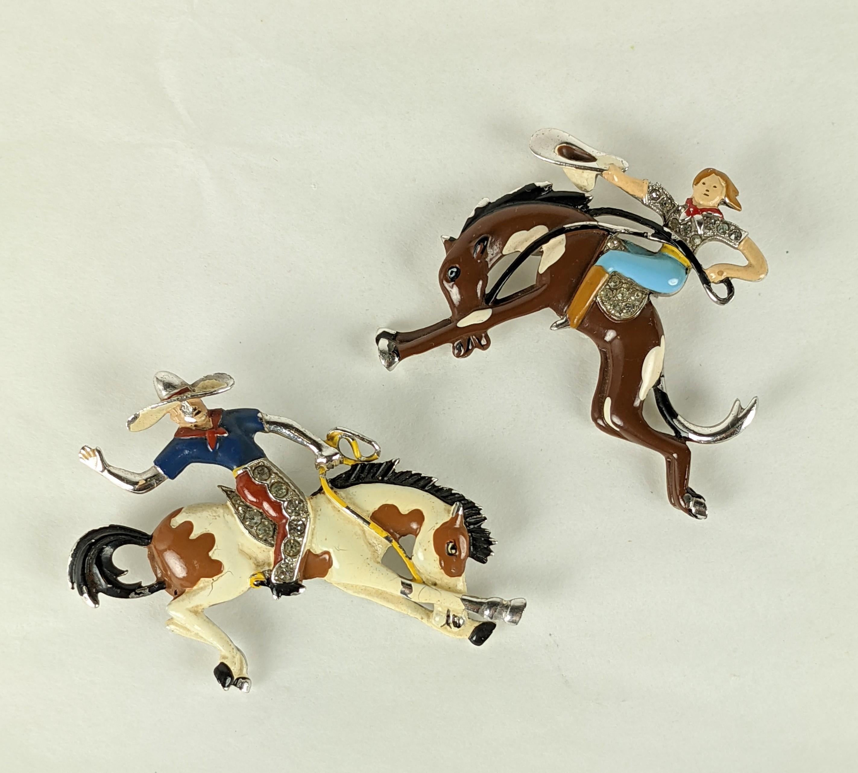 Trifari Art Deco Rodeo Riders, Alfred Phillipe In Good Condition For Sale In New York, NY
