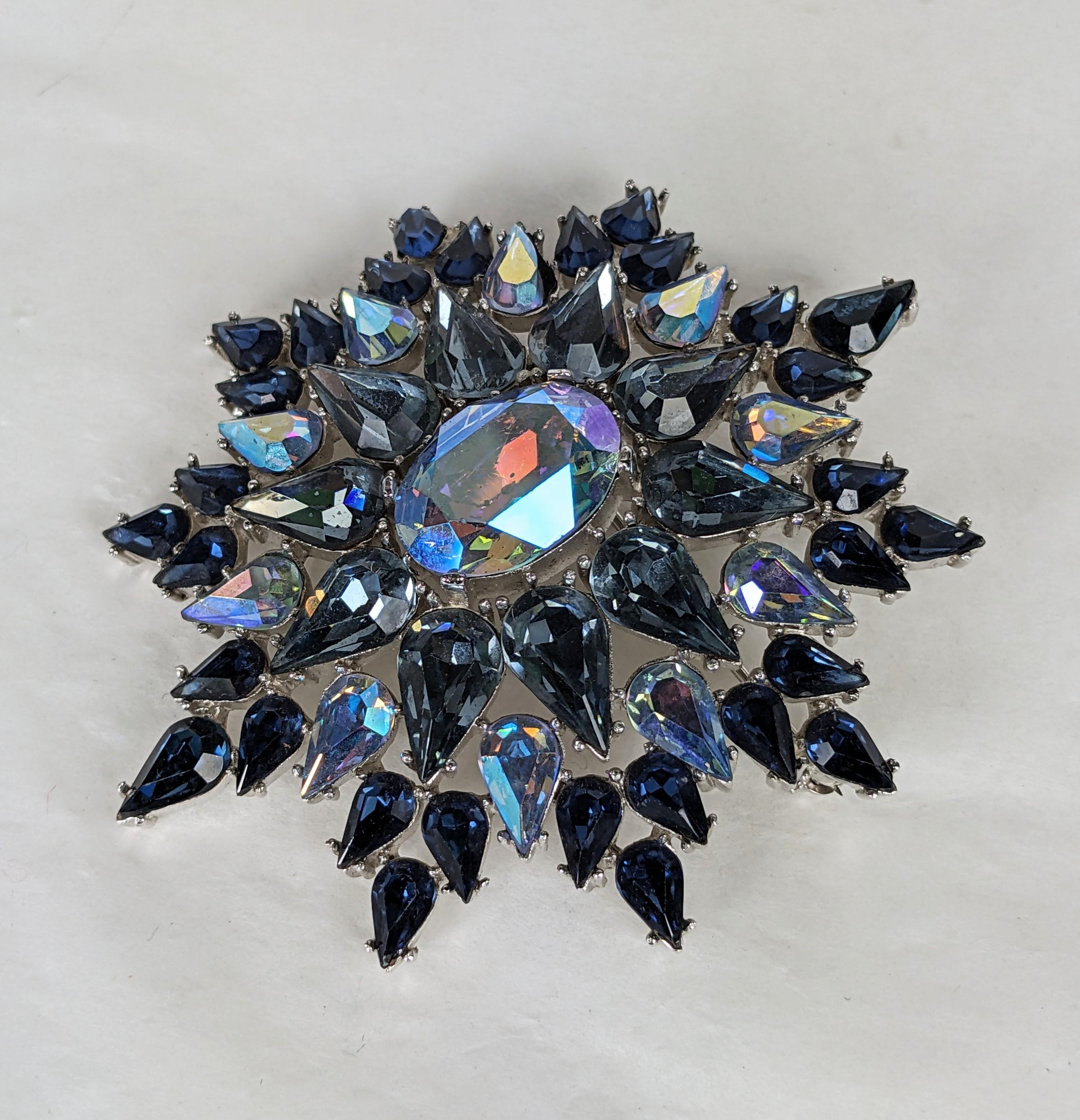 Artisan Trifari Aurora and Sapphire Jeweled Crest For Sale