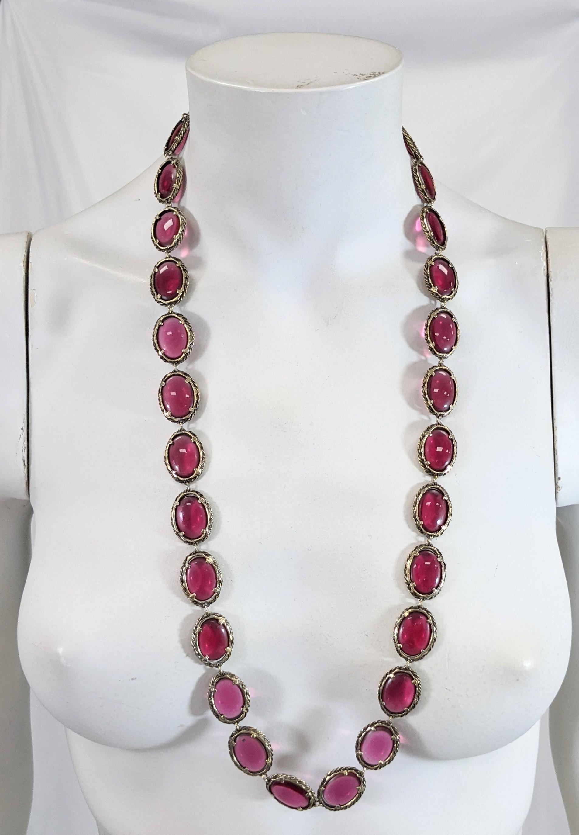 Trifari Bezel Set Ruby Chain In Excellent Condition For Sale In New York, NY