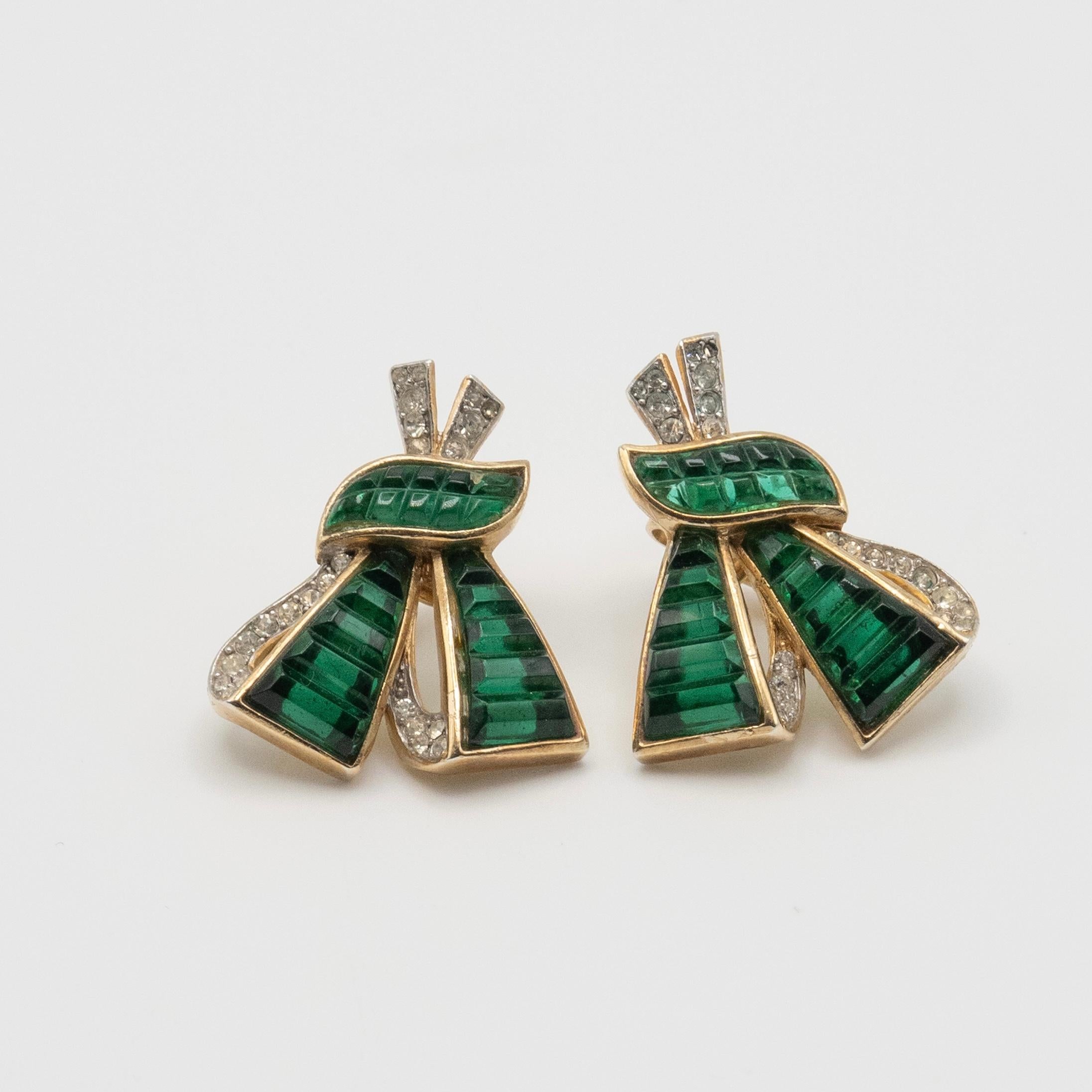 TRIFARI by ALFRED PHILIPPE Invisibly Set Knotted Bow Earrings For Sale 2