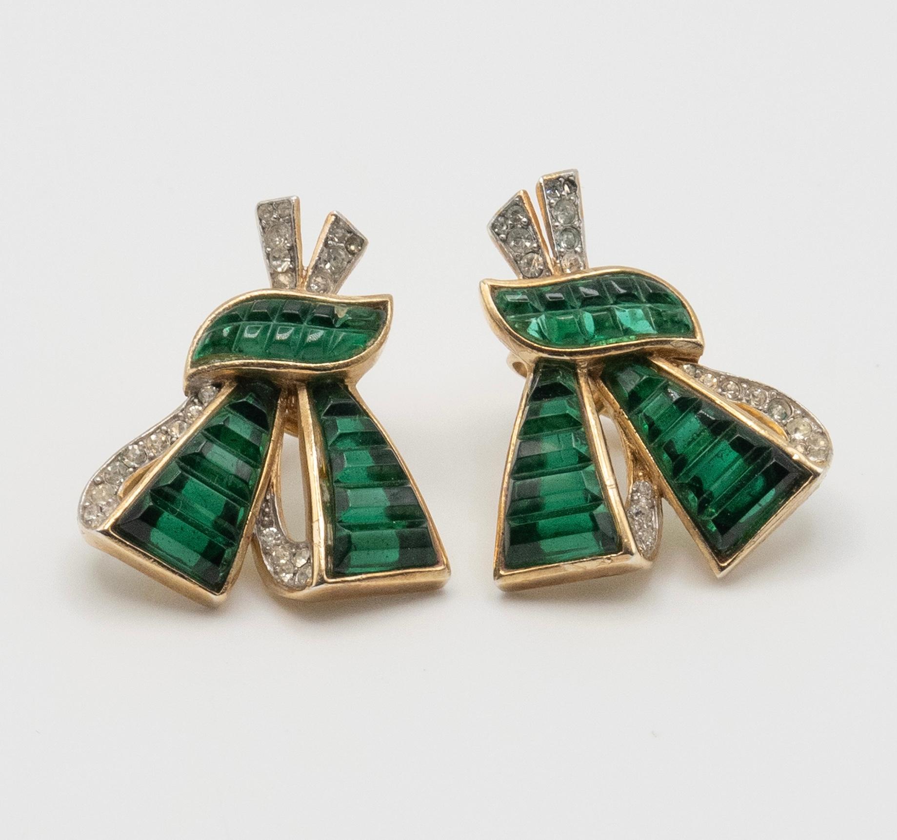TRIFARI by ALFRED PHILIPPE Invisibly Set Knotted Bow Earrings For Sale 4