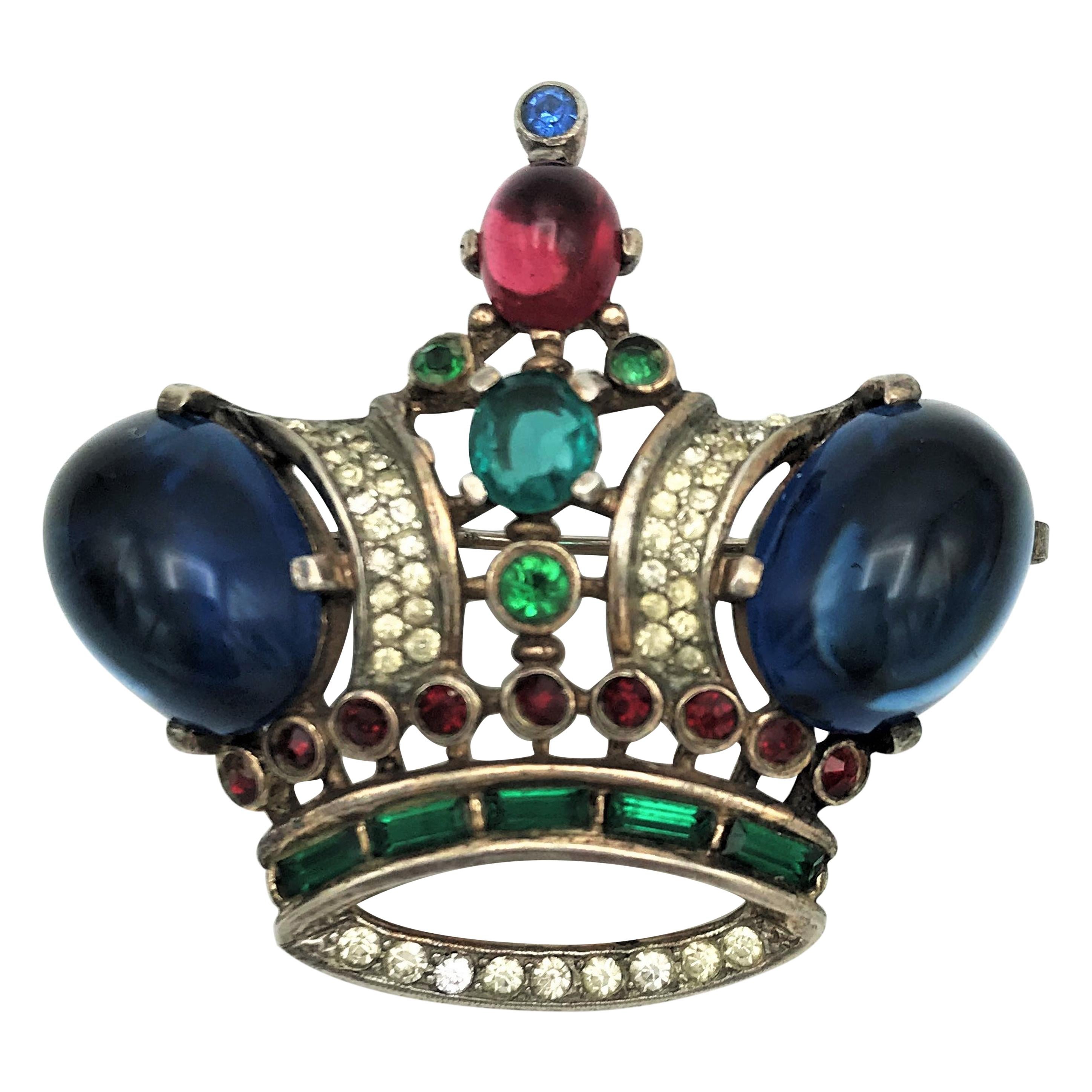 Trifari crown brooch designed by Alfred Philippe of vermeil sterling silver