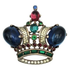 Vintage Trifari crown brooch designed by Alfred Philippe of vermeil sterling silver