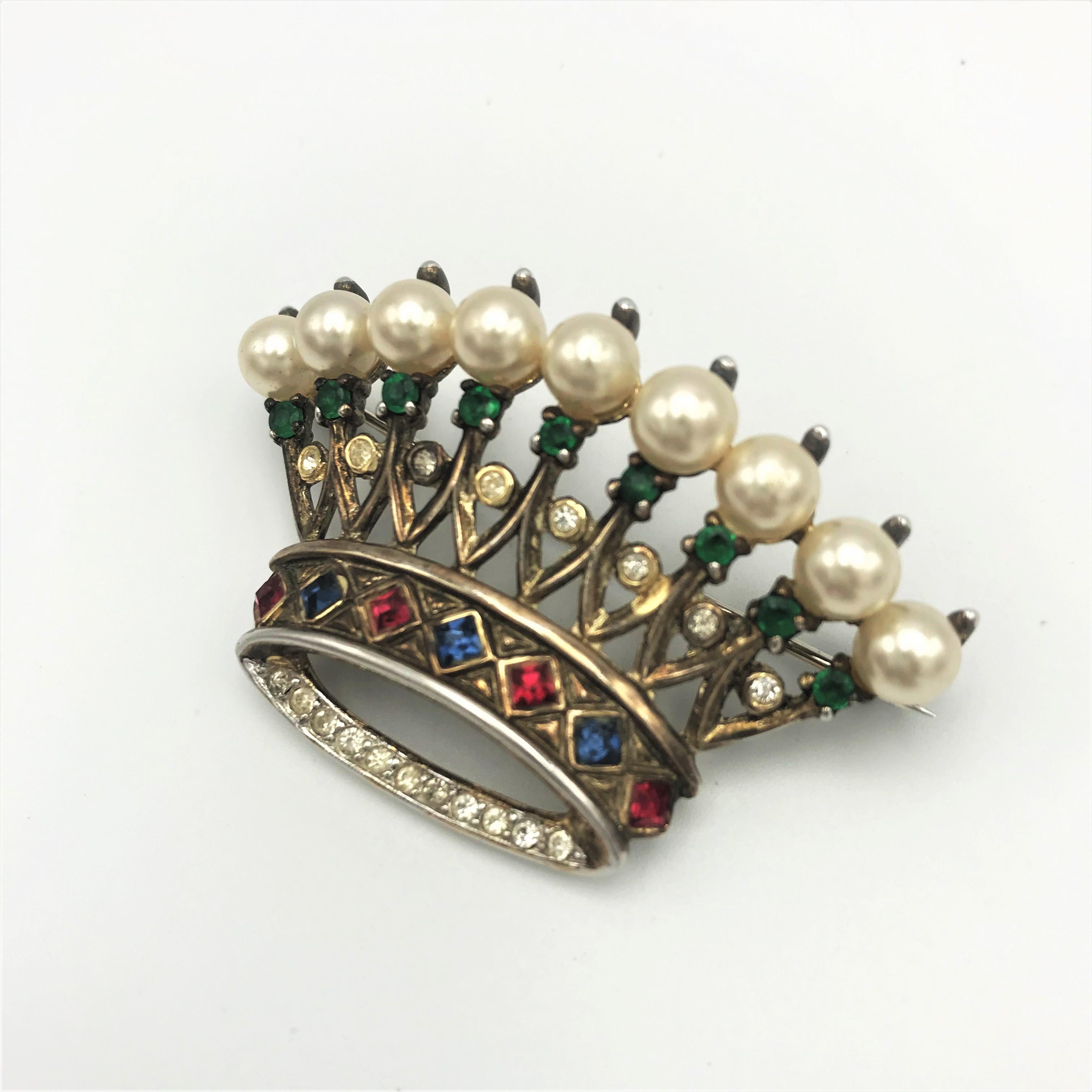 trifari sterling crown brooch