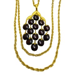 TRIFARI Krone signiert Gold Wasserfall Bernstein Lucite Tropfen Multi Kette Halskette