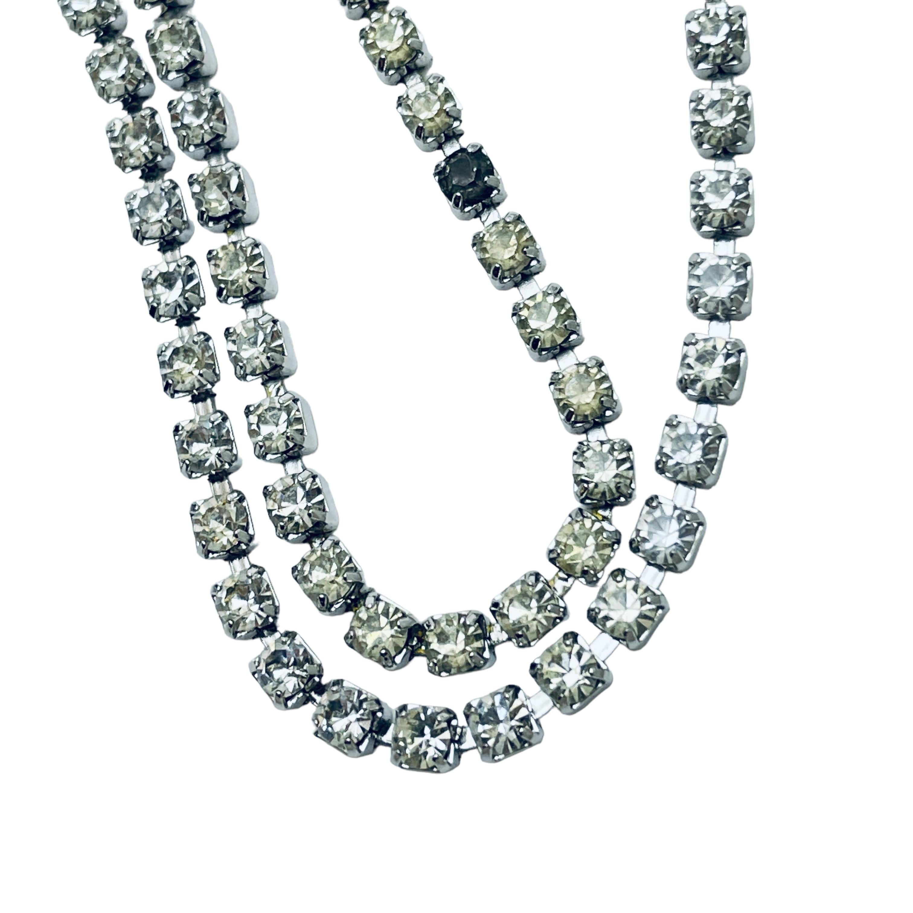 Trifari couronne signée argent noir moderniste strass collier de défilé de designer en vente 2