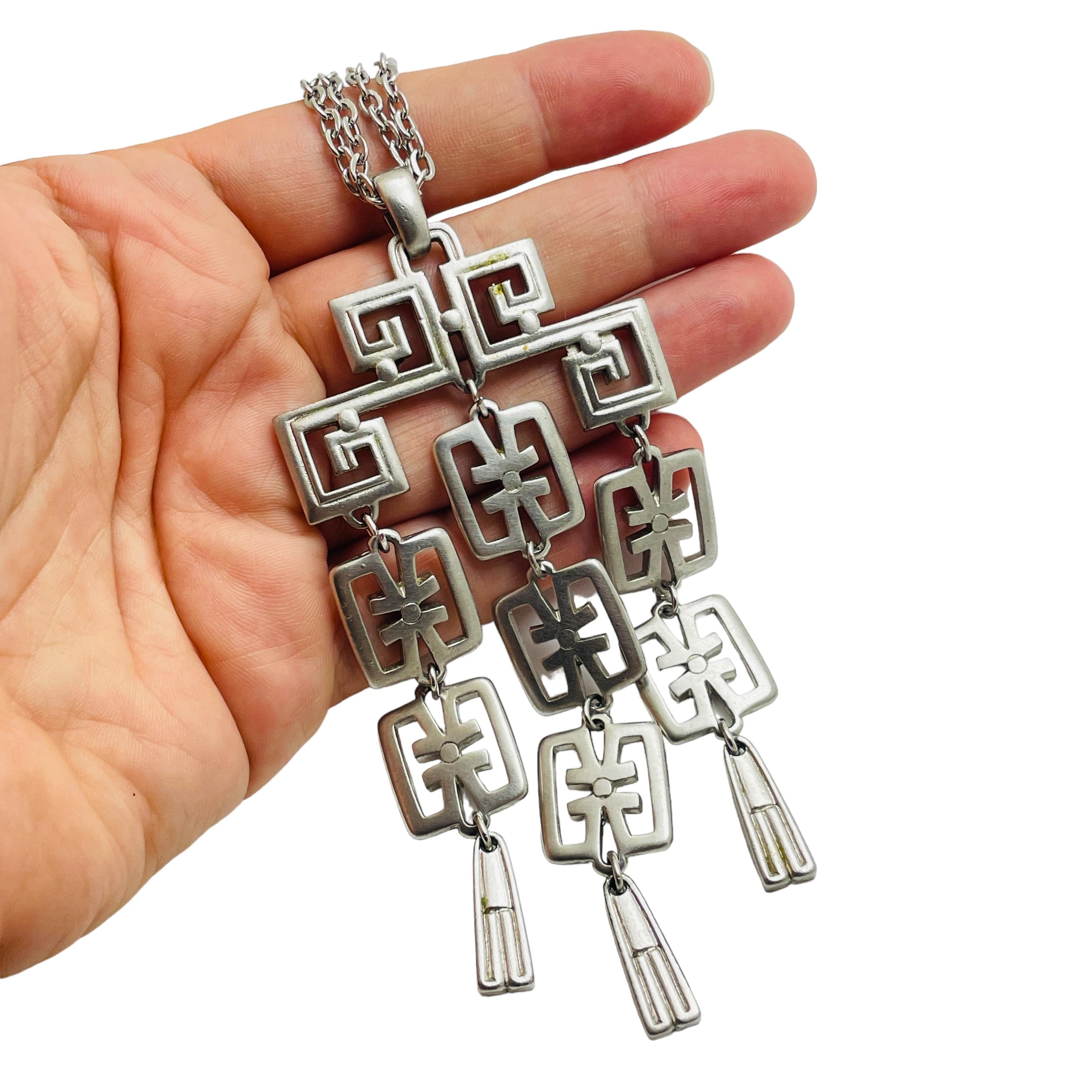 TRIFARI Krone signierte silberne modernistische Vintage Designer-Halskette Damen im Angebot