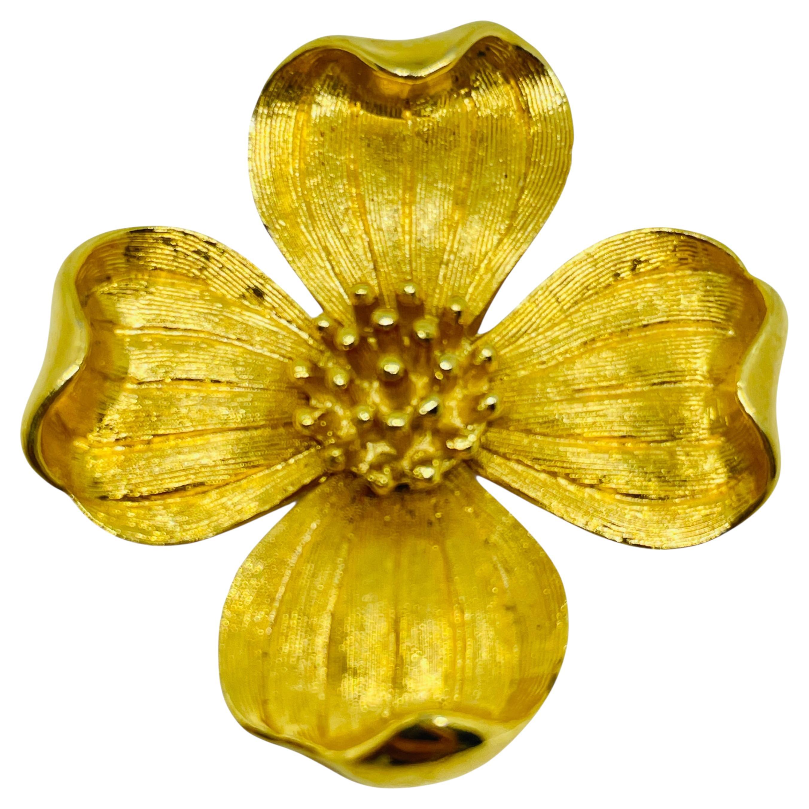 TRIFARI Krone signiert Vintage Goldton Blume Designer Brosche