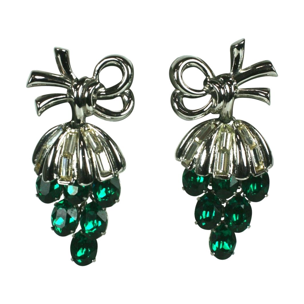 Trifari Dangling Grape Tremblant Earrings For Sale