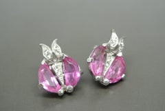 Trifari Demilune Moon Cut Pink Crystal Earrings