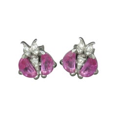 Vintage Trifari Demilune Moon Cut Pink Crystal Earrings