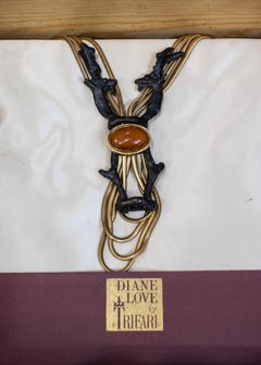 Trifari Diane Love Sculptural Deer Head Motif Multi-Strand Drop Necklace