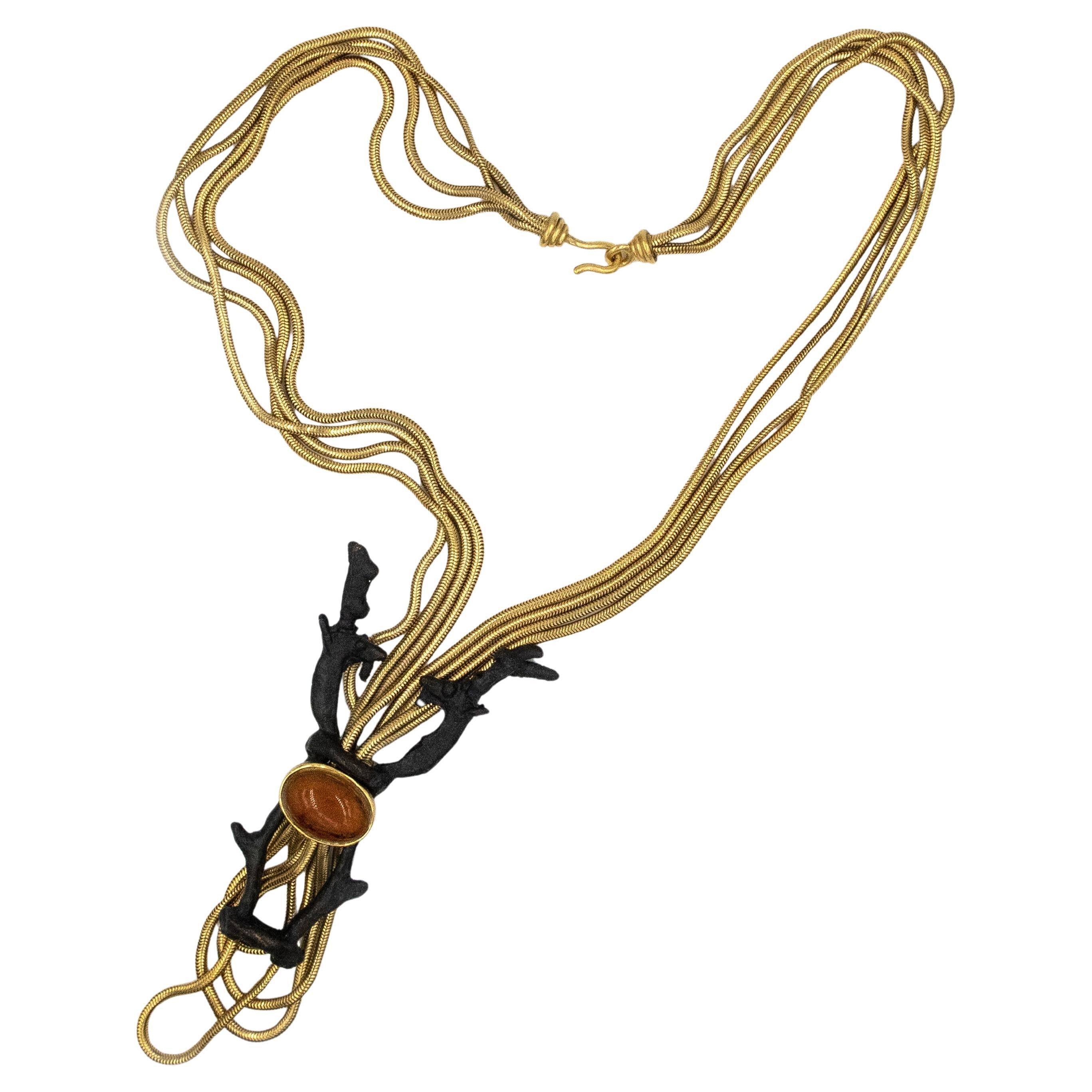 Trifari Diane Love Sculptural Deer Head Motif Multi-Strand Drop Necklace