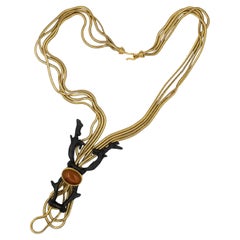 Trifari Diane Love Sculptural Deer Head Motif Multi-Strand Drop Necklace
