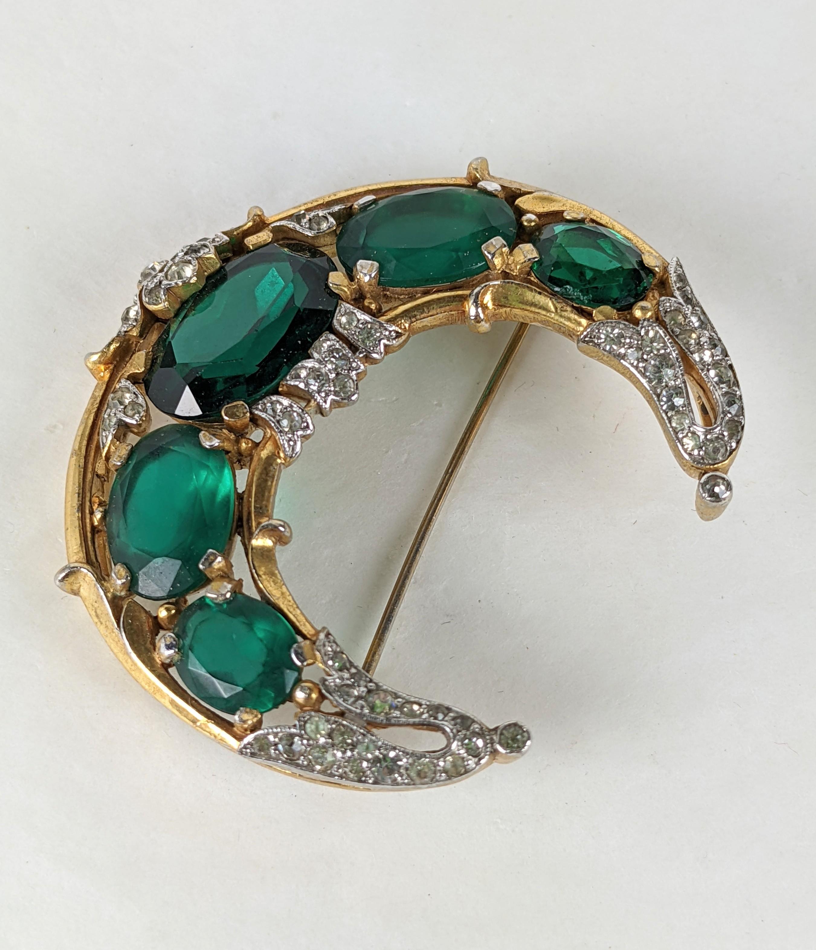 Trifari Empress Eugenie Series Crescent Moon Brooch In Excellent Condition In New York, NY