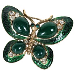 Trifari Enamel and Jeweled Butterfly Brooch