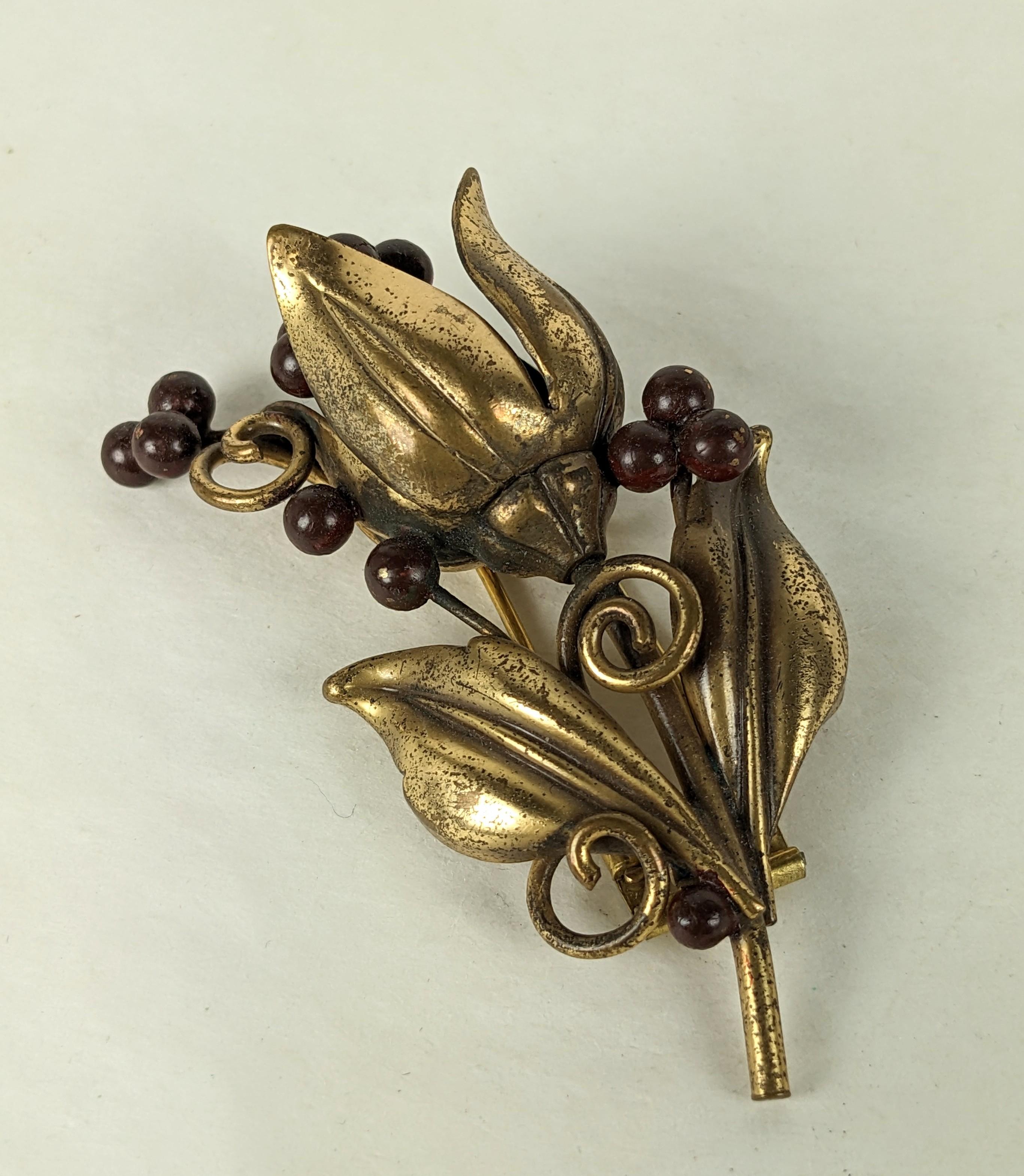 Trifari Enamel Bellflower Clip Brooch In Good Condition For Sale In New York, NY